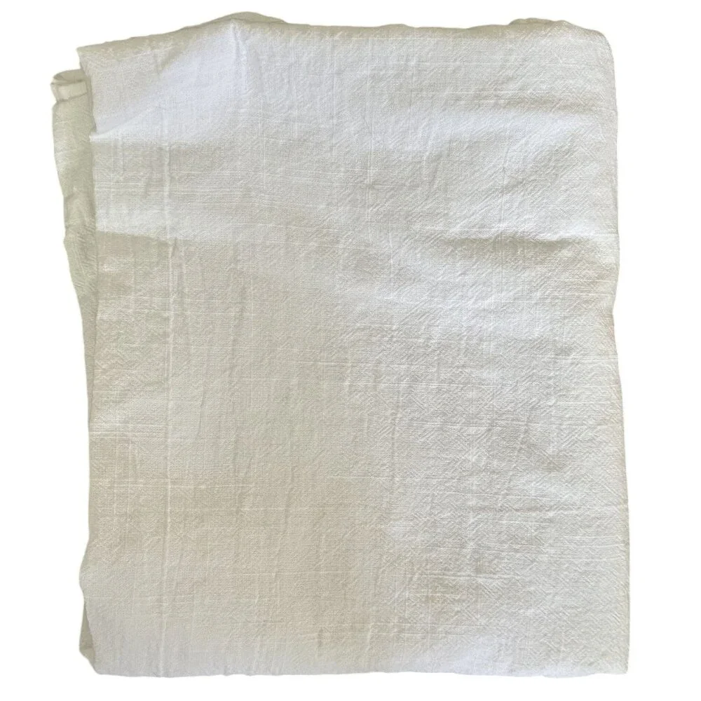 West Elm Sheer Crosshatch Curtain Light Airy Breezy 100% Cotton White 48
